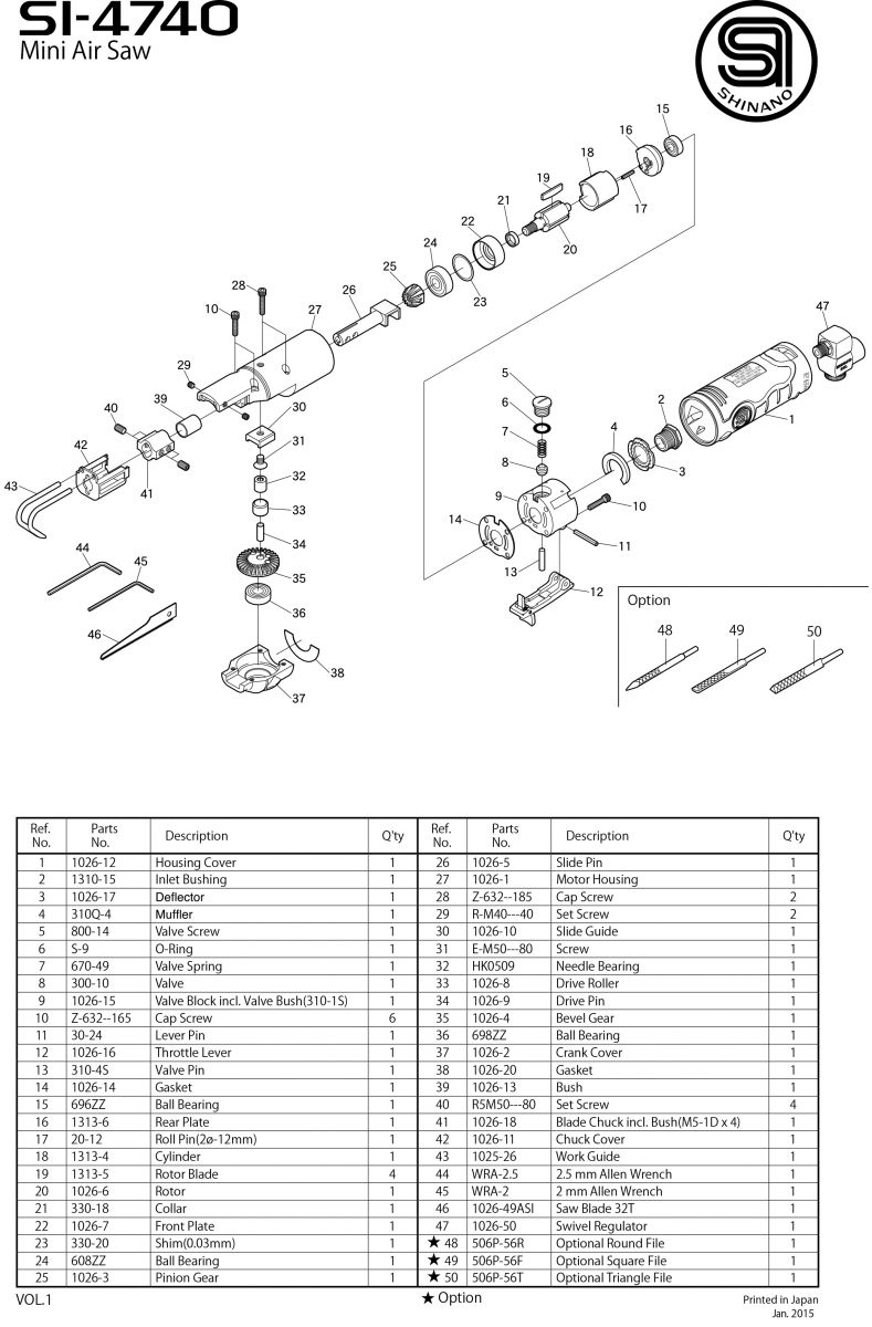 Máy cưa bằng khí nén tốc độ cao Shinano SI-4740